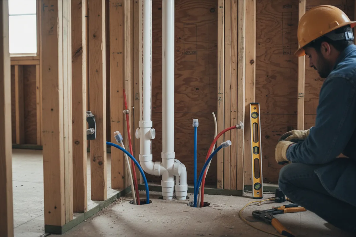 Drain and supply rough-in during Sump Pump Repair in Carbondale